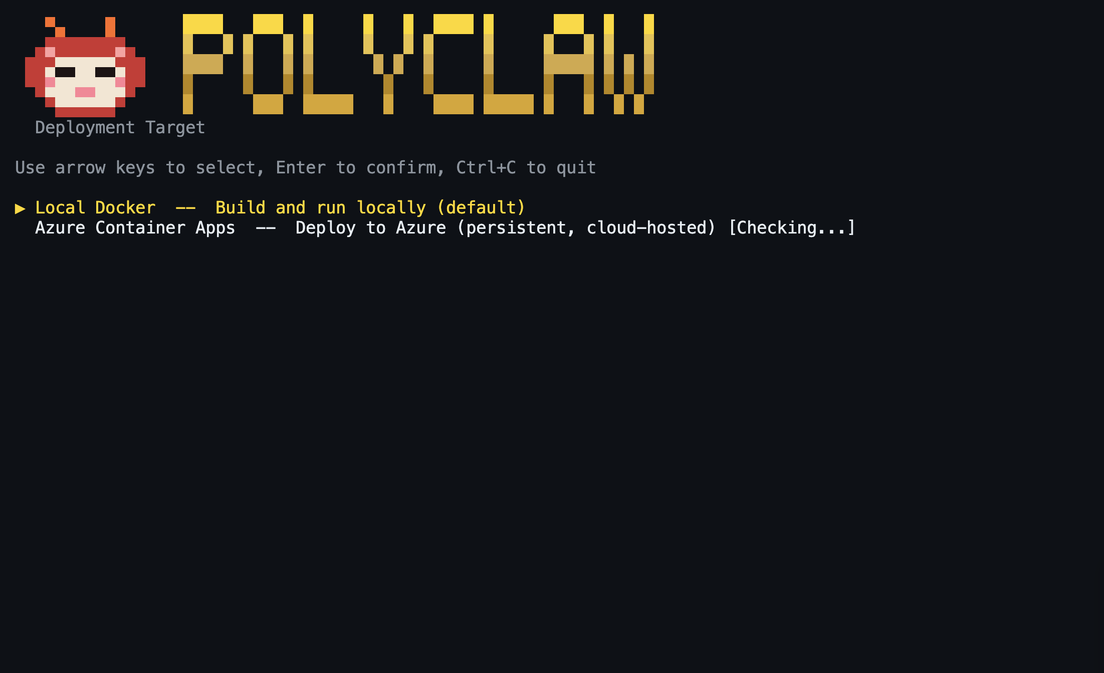 TUI deployment target selection