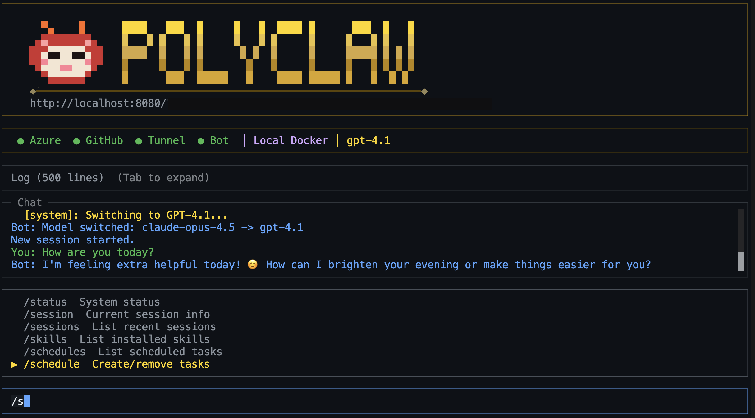 Slash commands in the TUI