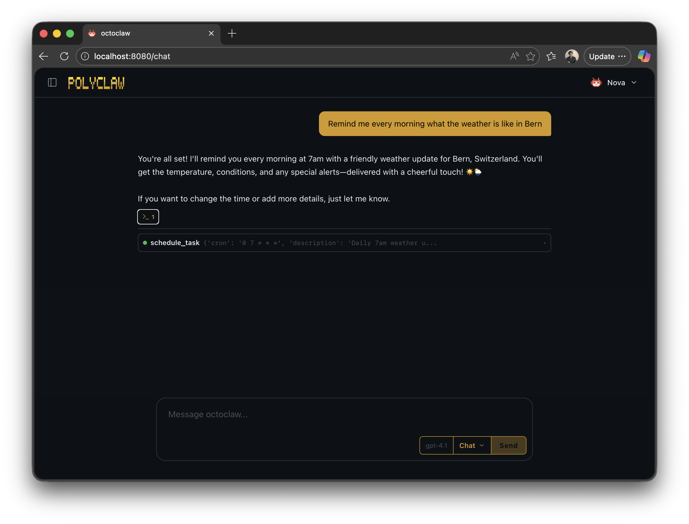 Adding a new schedule