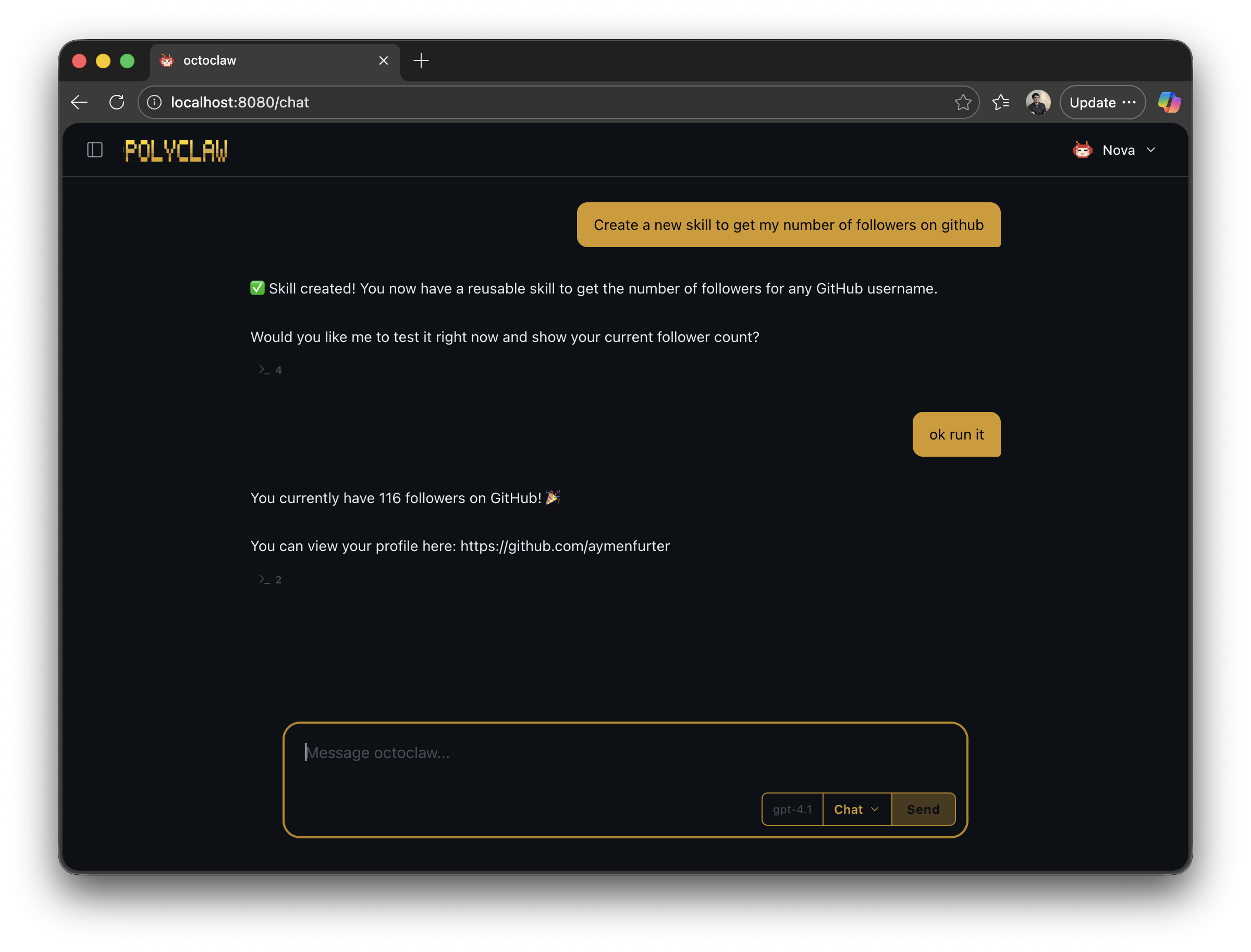 Creating a skill from chat