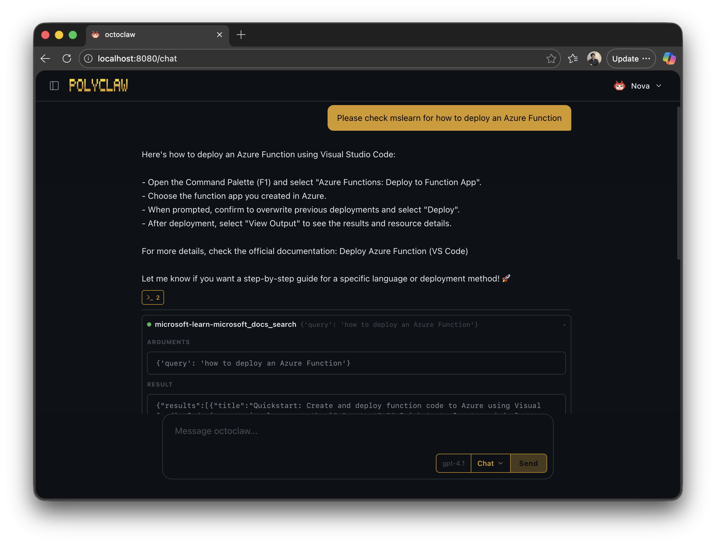 Using Microsoft Learn MCP in chat