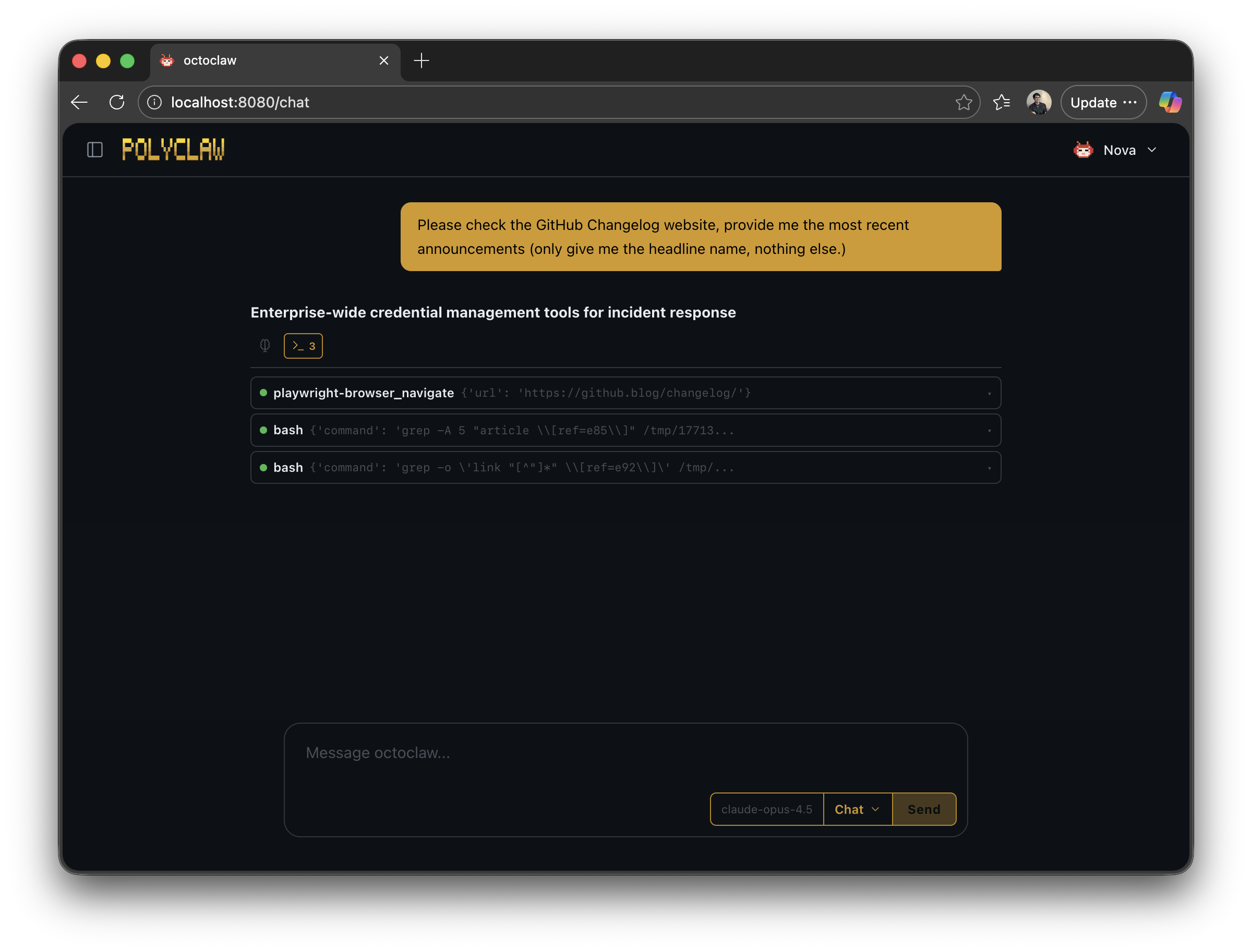 Using Playwright browser automation in chat