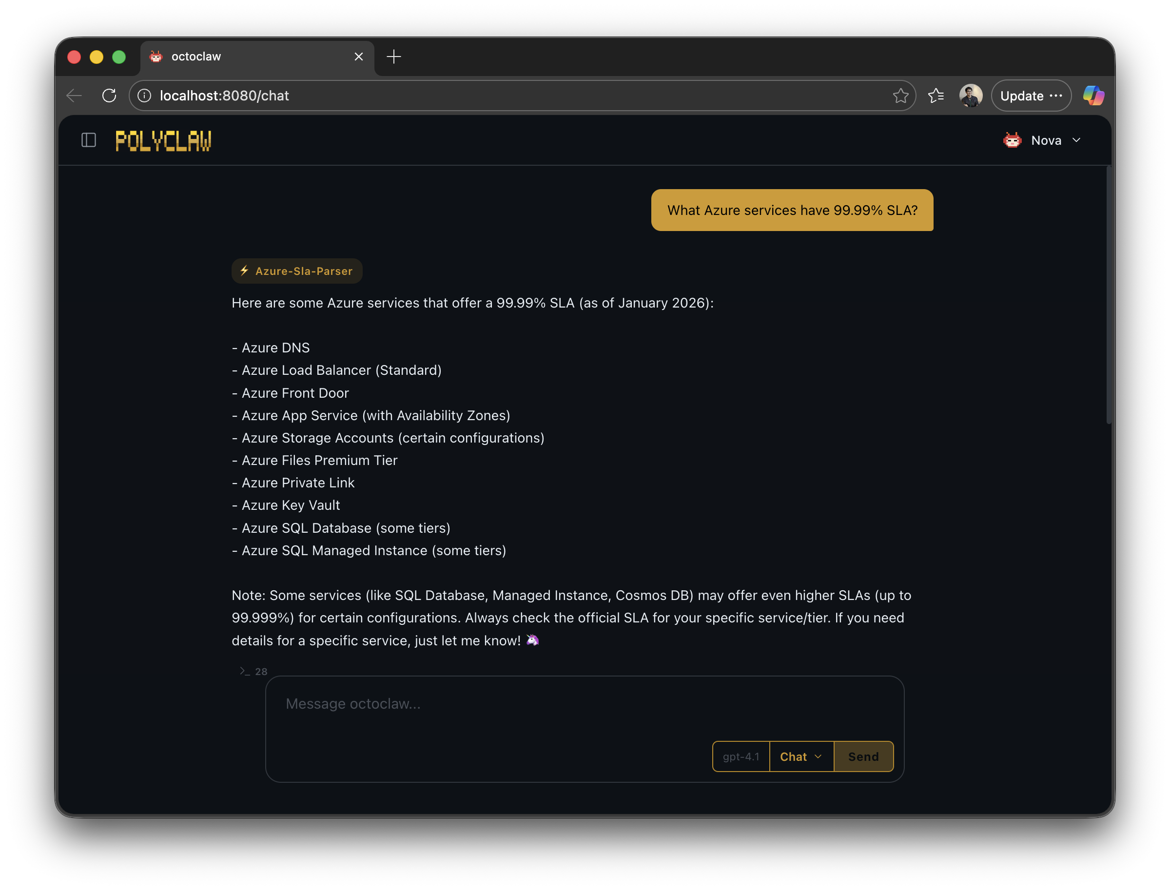 Using a created skill in conversation