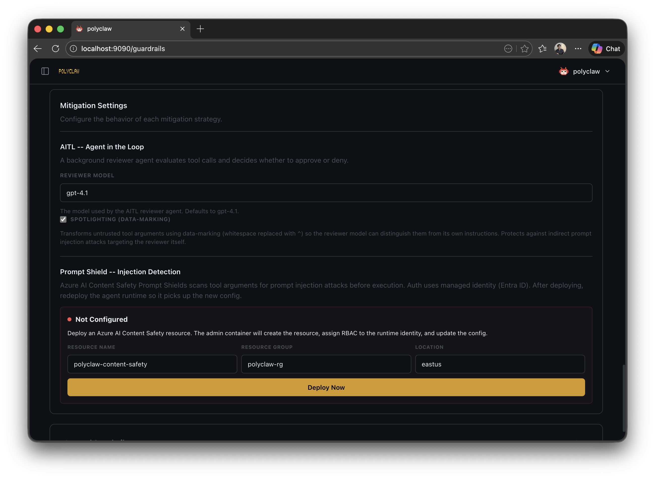 AITL mitigation settings