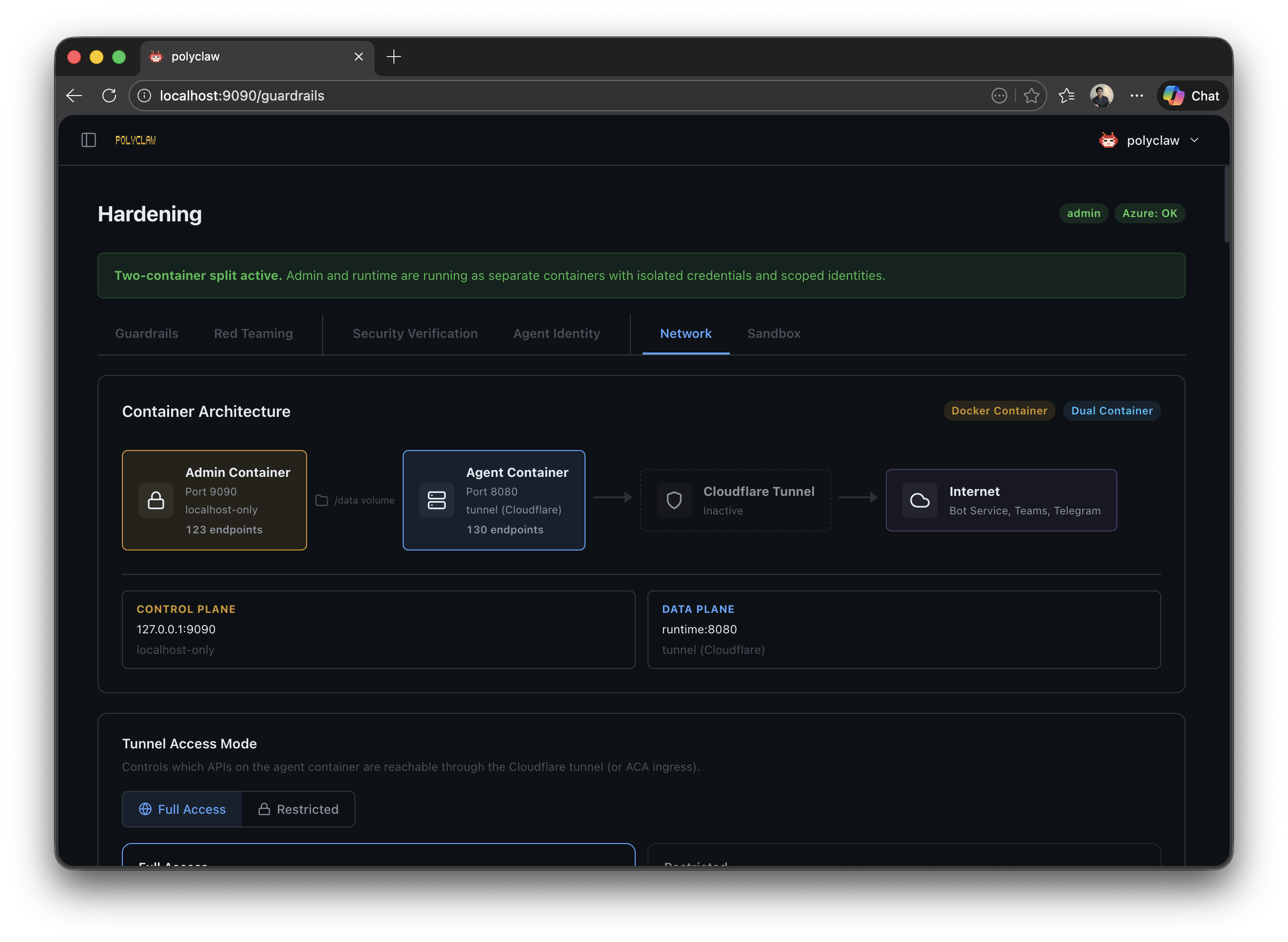 Admin and agent runtime architecture
